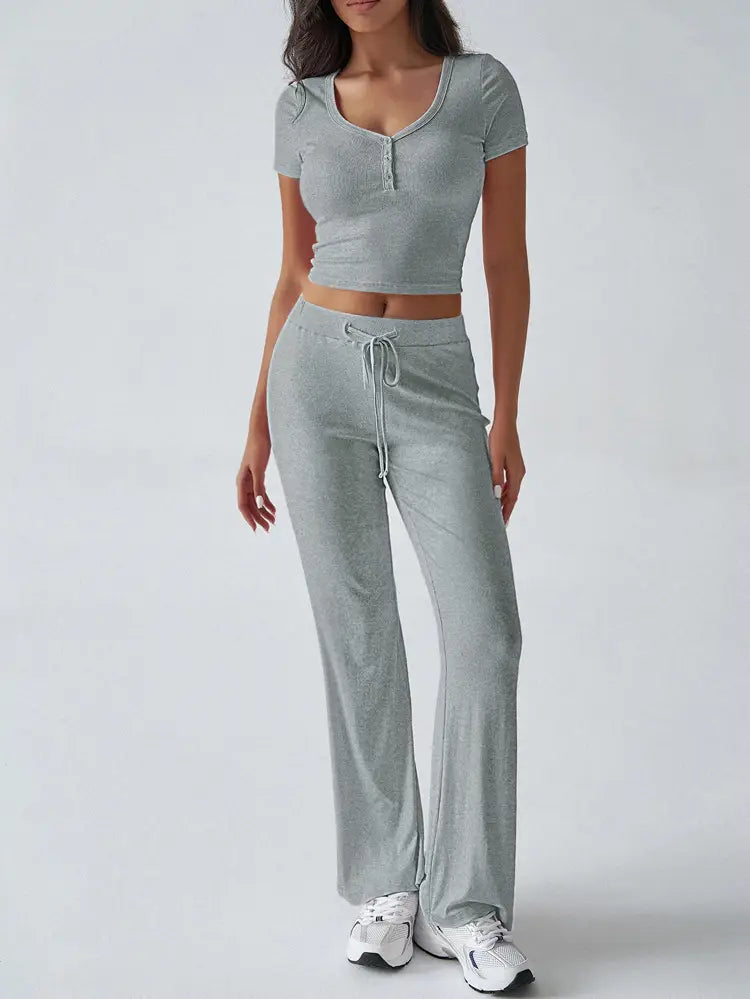 Women’s Solid Color Crew Neck Casual Fashion Suit