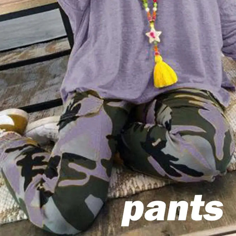 Camouflage Plus Size Casual Trousers Women New Casual Pants Women Fall Winter - Purple / S
