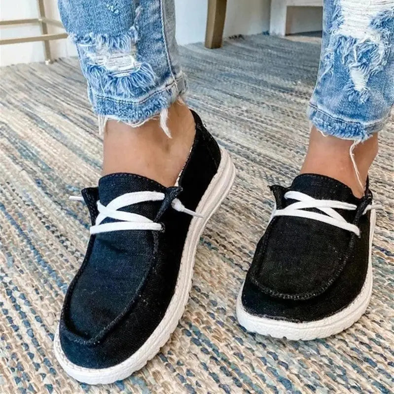 Canvas casual light women’s shoes - Black / 38