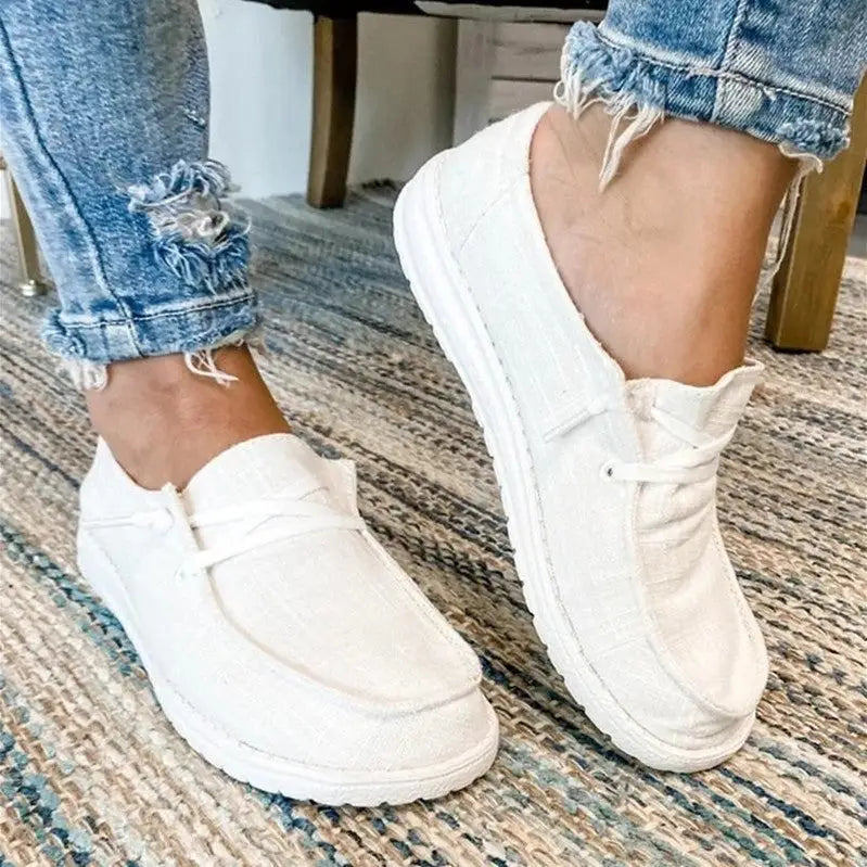 Canvas casual light women’s shoes - White / 37