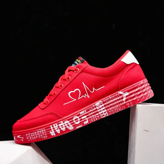 Canvas Lace-up Shoes - Red / 35