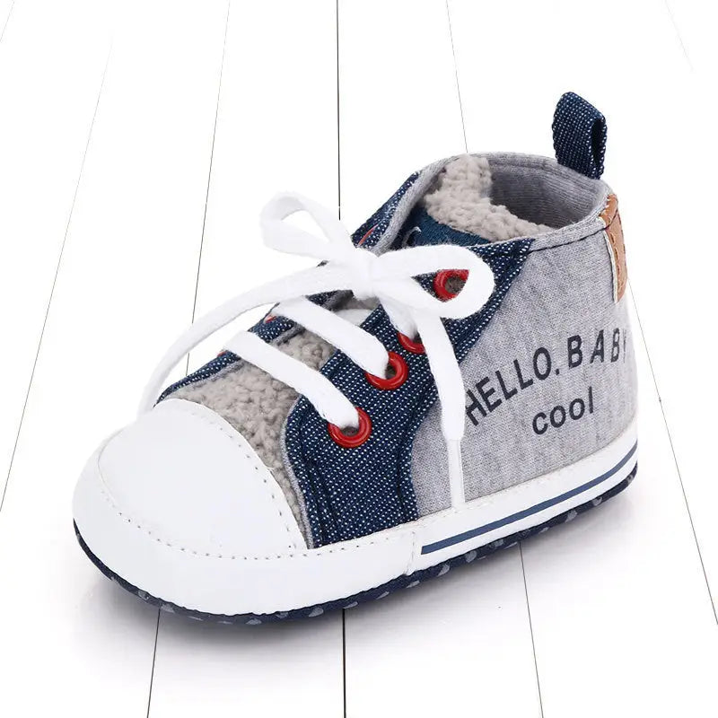 Canvas shoes color matching letters walking shoes - Grey / 11cm