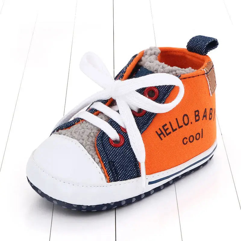 Canvas shoes color matching letters walking shoes - Orange / 11cm