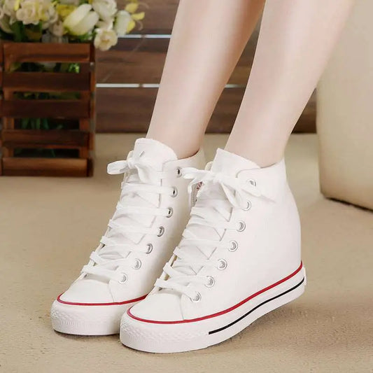 Canvas Shoes Women’S Shoes High-Top Shoes Ladies Students White Shoes - White / 34