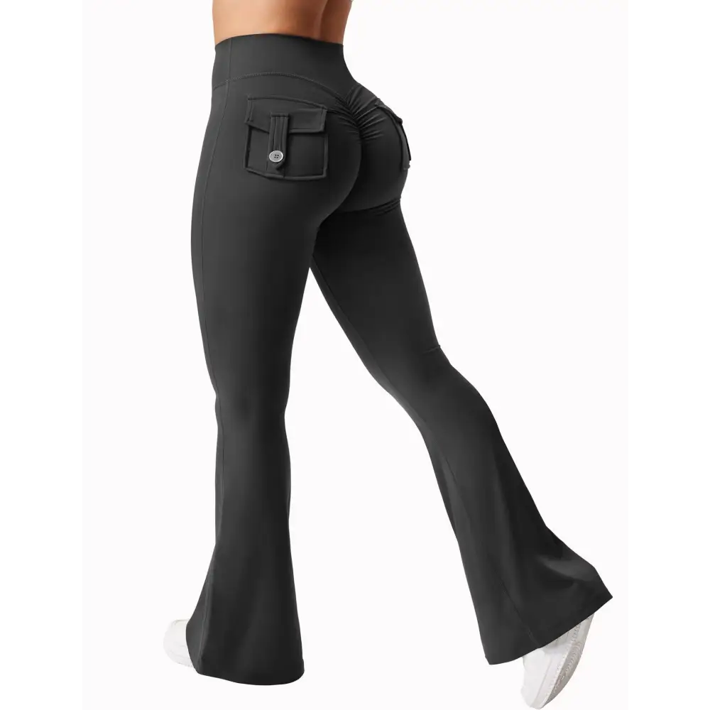 Cargo Pocket Pants Elastic High Waist Fitness Pants - European And American Code S / Black