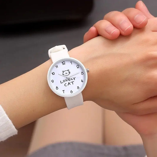 Cartoon Kids Quartz Watch Silicone Candy Color Student Watch Girls Clock Fashion Cat Watches Children Wristwatch Ladies Watch - Beyond Trends Hub 