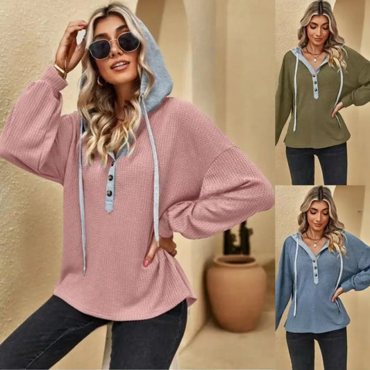 Casual Button Hooded Loose Long Sleeves Sweater For Women Beyond Trends Hub