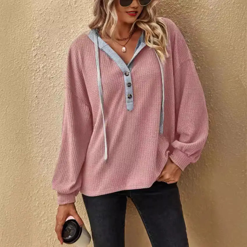 Casual Button Hooded Loose Long Sleeves Sweater For Women Beyond Trends Hub