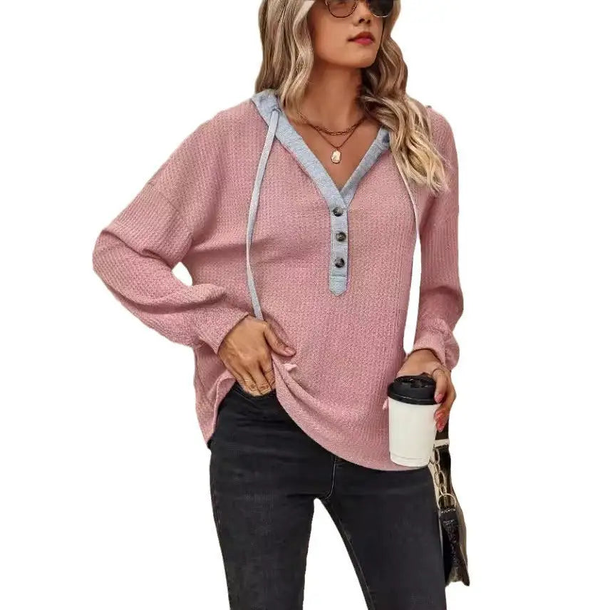 Casual Button Hooded Loose Long Sleeves Sweater For Women Beyond Trends Hub