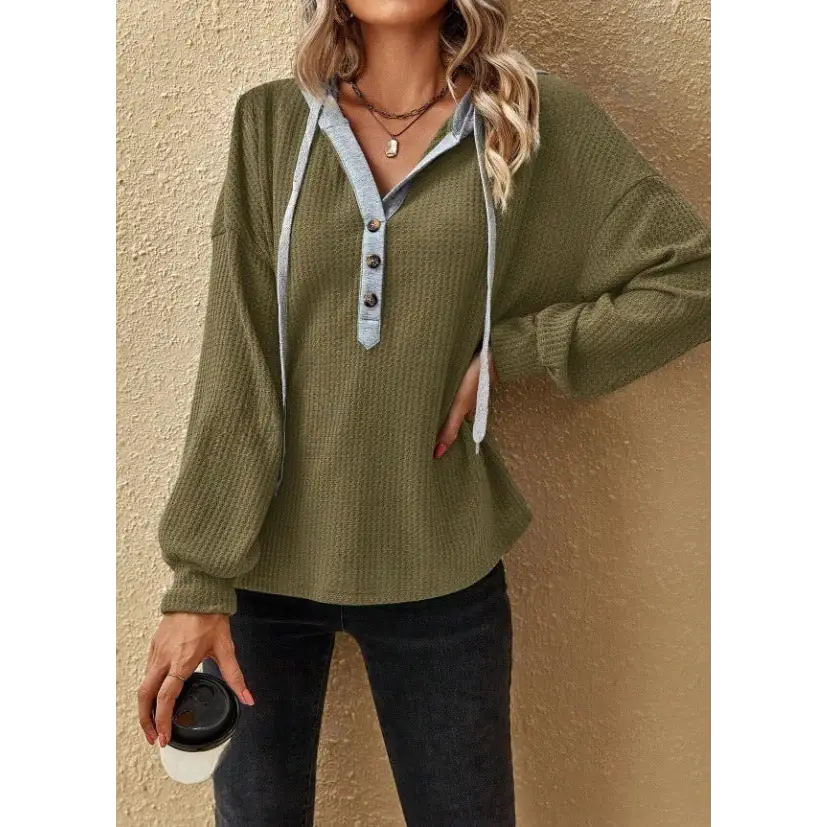 Casual Button Hooded Loose Long Sleeves Sweater For Women Beyond Trends Hub