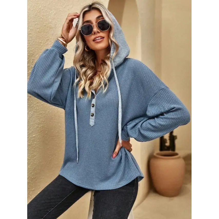 Casual Button Hooded Loose Long Sleeves Sweater For Women Beyond Trends Hub