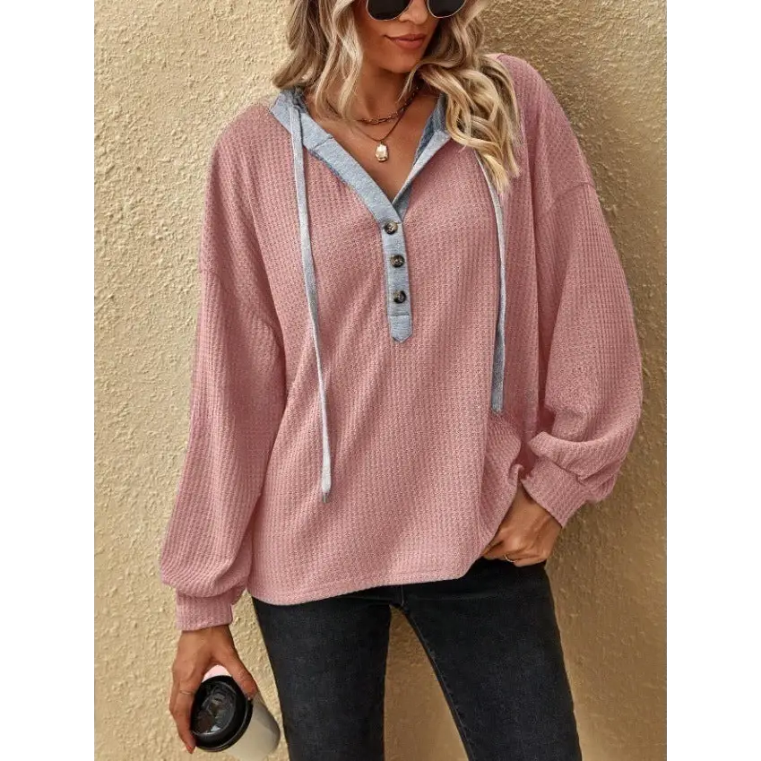Casual Button Hooded Loose Long Sleeves Sweater For Women Beyond Trends Hub