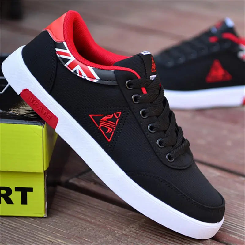 Casual canvas student shoes - 8608 Black Red / 39