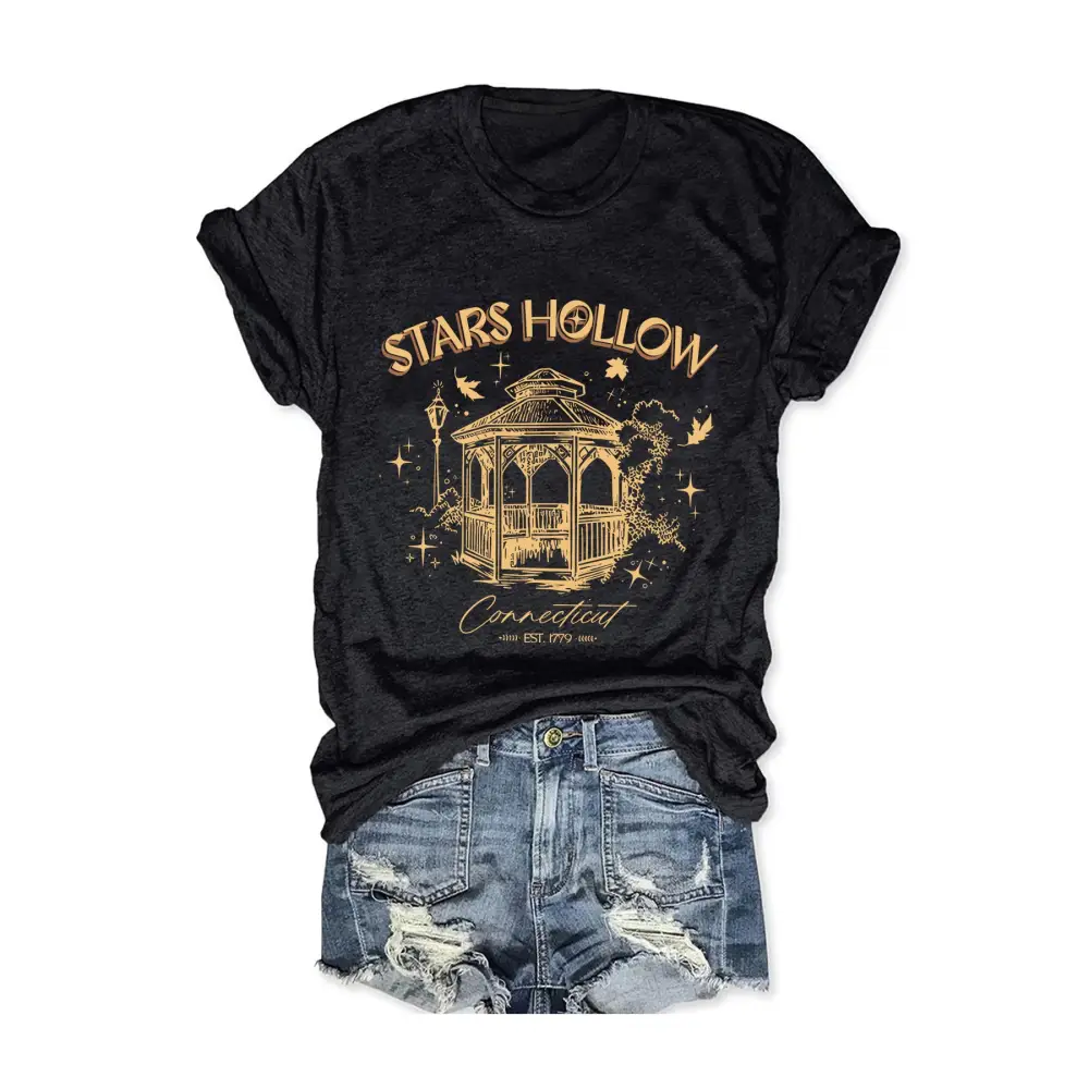 Casual Fashion Women’s Wear Letter Graphic Print Crew Neck Short Sleeve - Black / S