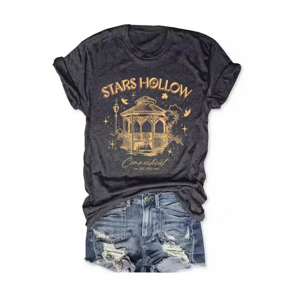 Casual Fashion Women’s Wear Letter Graphic Print Crew Neck Short Sleeve