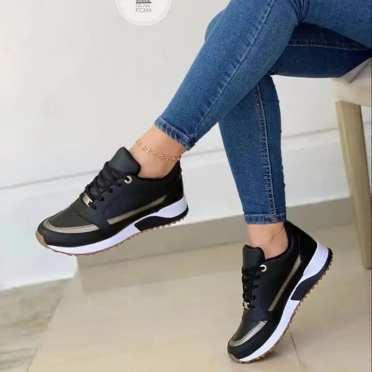 Casual Lace-up Flat Shoes Women Shallow Round Toe Sports Walking Sneakers Beyond Trends Hub