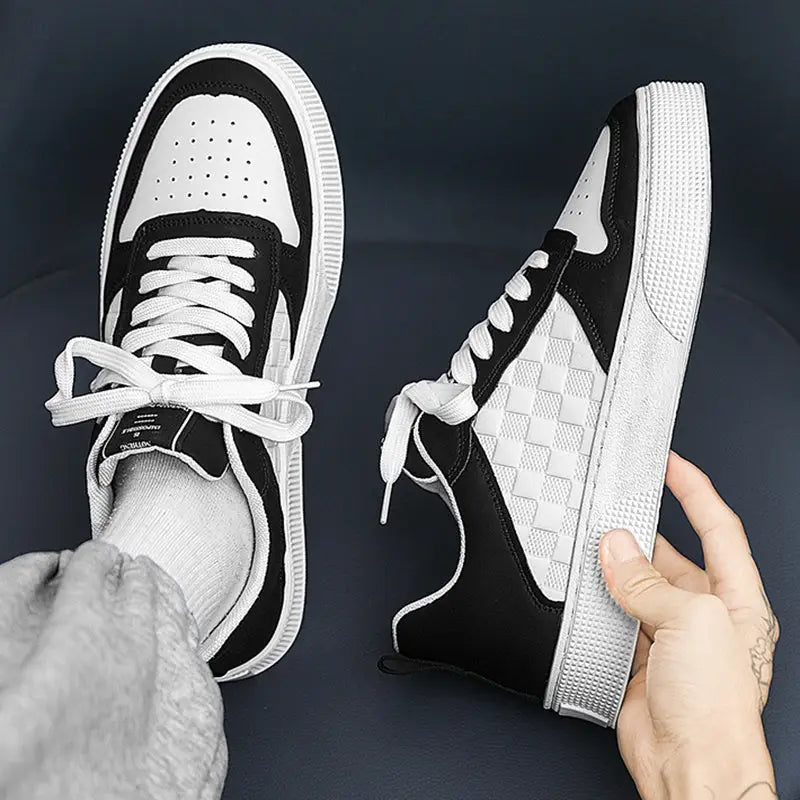 Casual Lace-up Sneakers Men Fashion Breathable Plaid Flats Shoes Beyond Trends Hub