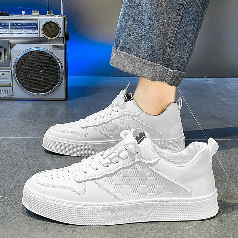 Casual Lace-up Sneakers Men Fashion Breathable Plaid Flats Shoes Beyond Trends Hub