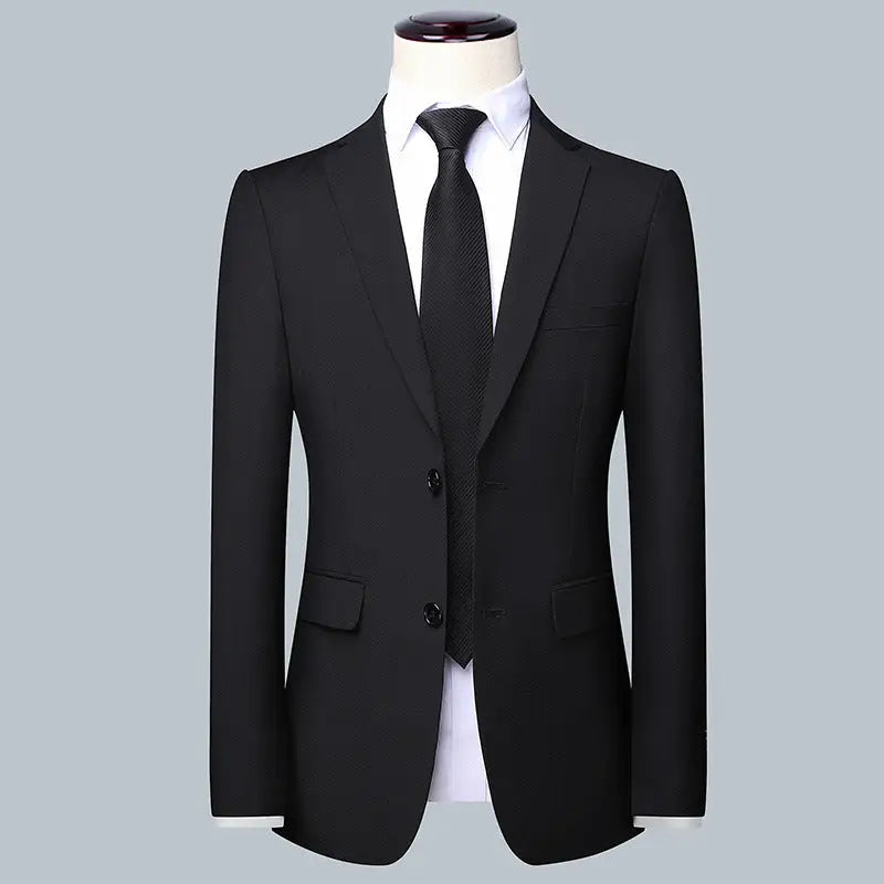 Casual Men’s Suit Set Slim Fit Formal Groom Wedding Dress - Black / Single / S
