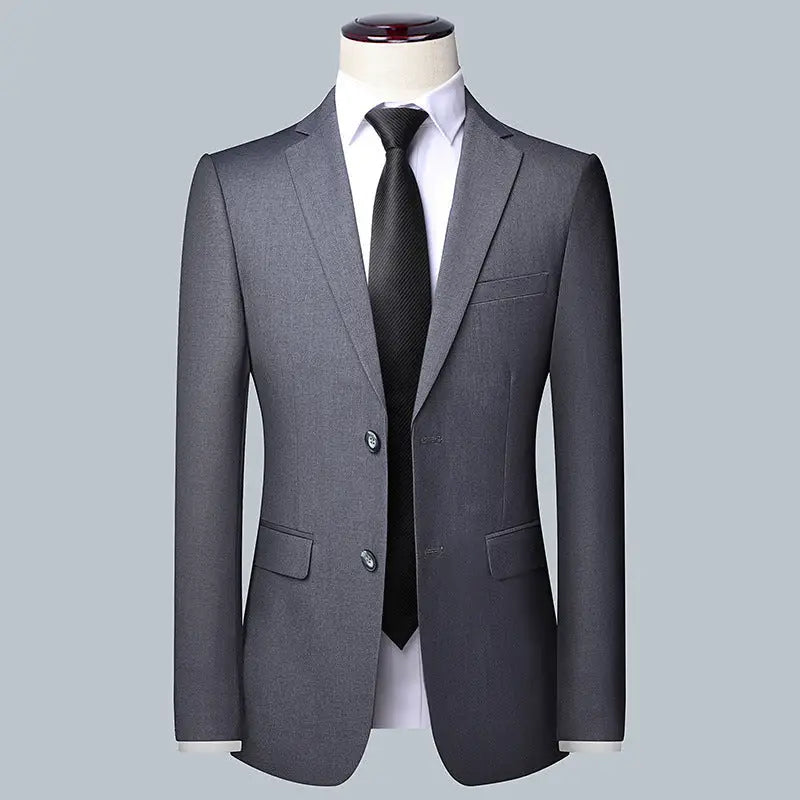 Casual Men’s Suit Set Slim Fit Formal Groom Wedding Dress - Grey / Single / S