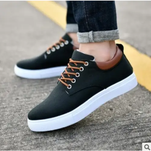 Casual Men’s Winter Sneakers Shoes Canvas Flat Shoes - Black / 39