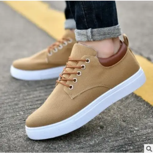 Casual Men’s Winter Sneakers Shoes Canvas Flat Shoes - Khaki / 41