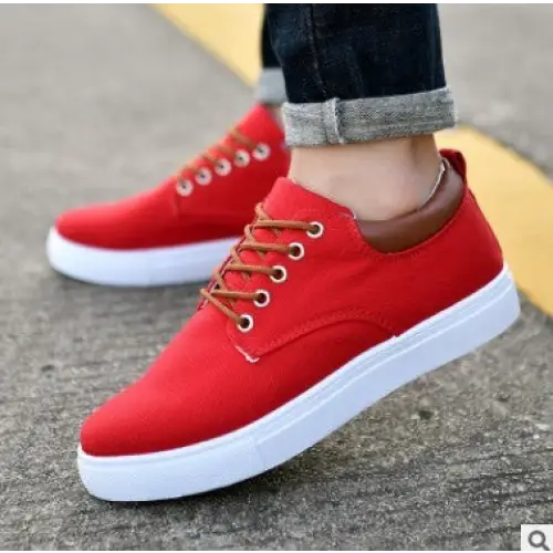 Casual Men’s Winter Sneakers Shoes Canvas Flat Shoes - Red / 43