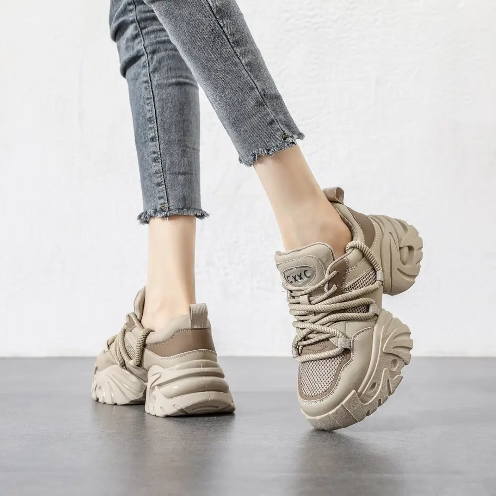 Casual Sneaker Platform Hidden Heel White Shoes Beyond Trends Hub