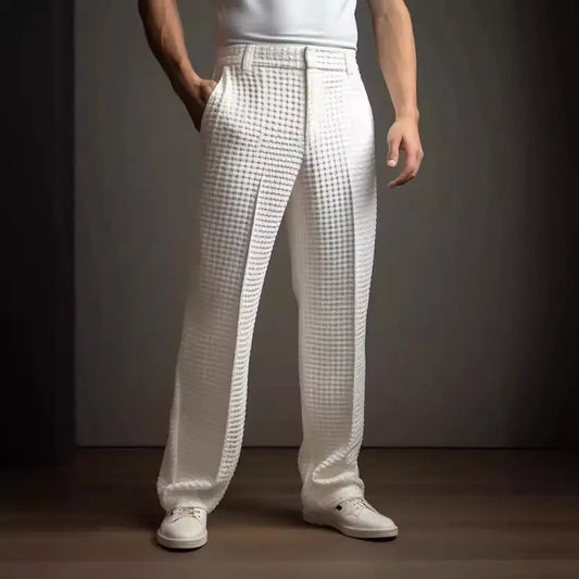 Casual Versatile Business Straight Men’s Fashion Waffle Suit Pants