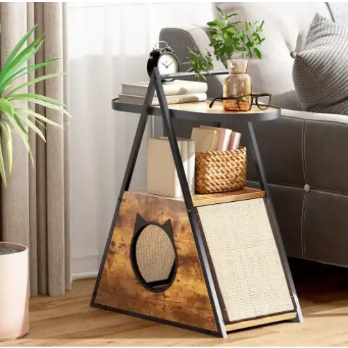 Cat House,end Table.Wood Cat Condo Black Vintage Pet Furniture - BlackVintage - 5