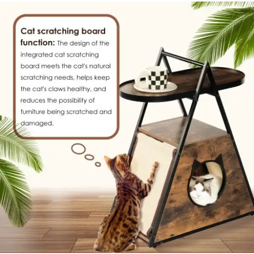 Cat House,end Table.Wood Cat Condo Black Vintage Pet Furniture - BlackVintage - 5
