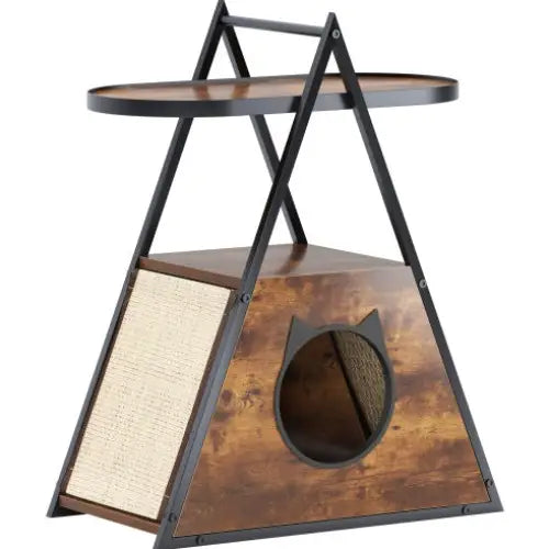 Cat House,end Table.Wood Cat Condo Black Vintage Pet Furniture - BlackVintage - 5