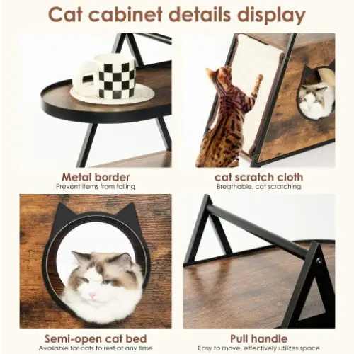 Cat House,end Table.Wood Cat Condo Black Vintage Pet Furniture - BlackVintage - 5