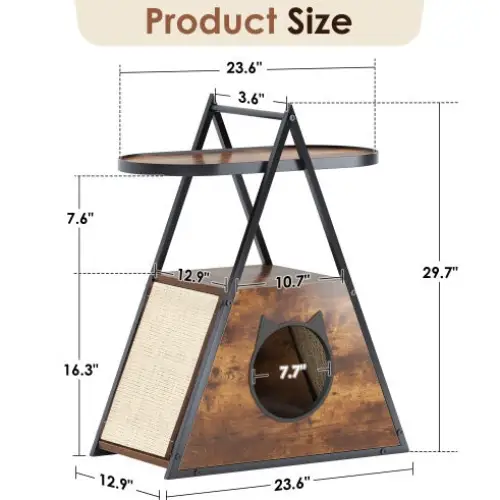 Cat House,end Table.Wood Cat Condo Black Vintage Pet Furniture - BlackVintage - 5