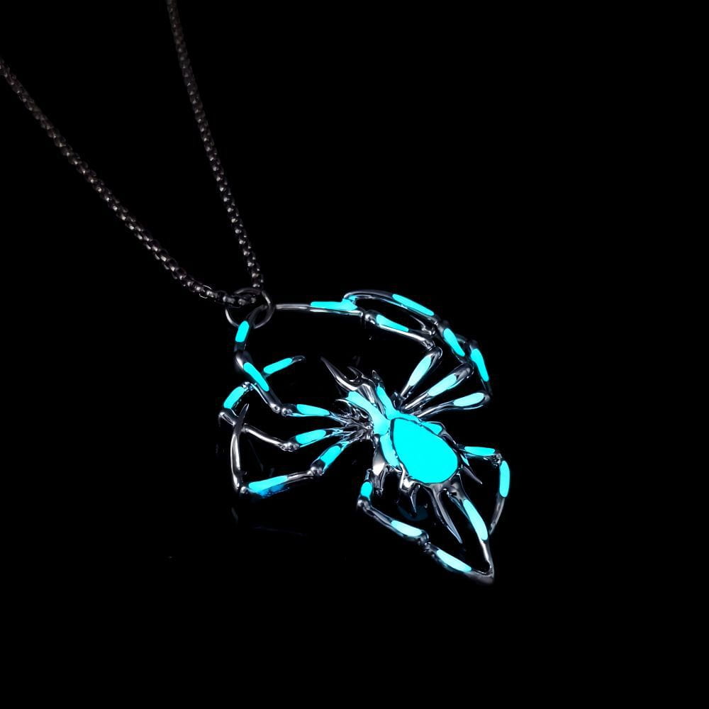 Halloween Creative Stereo Luminous Spider Necklace Jewerly Glowing Night Fluorescence Antique Vintage Glow In The Dark