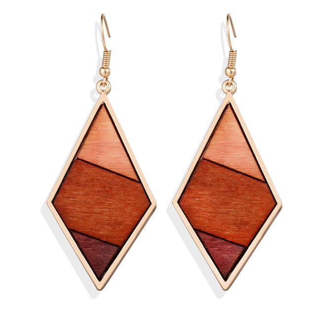 Geometric wooden dangle earrings from the Earrings Women Earrings Earring set.