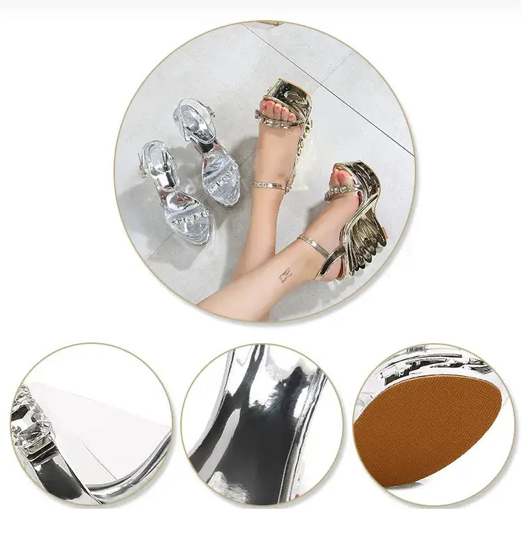 High Quality Buckle Strap Sexy Vintage 15cm High Heels Nightclub Shoes