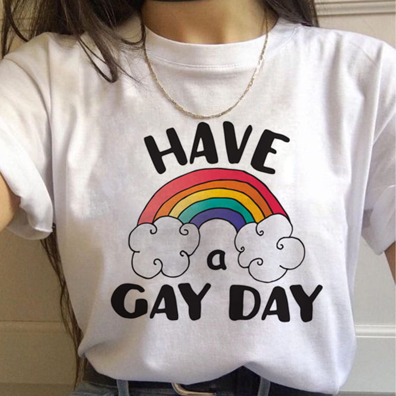WomenT Shirts Gay Pride Rainbow Gay Short Sleeve Ladies T-shirt Girlfriends