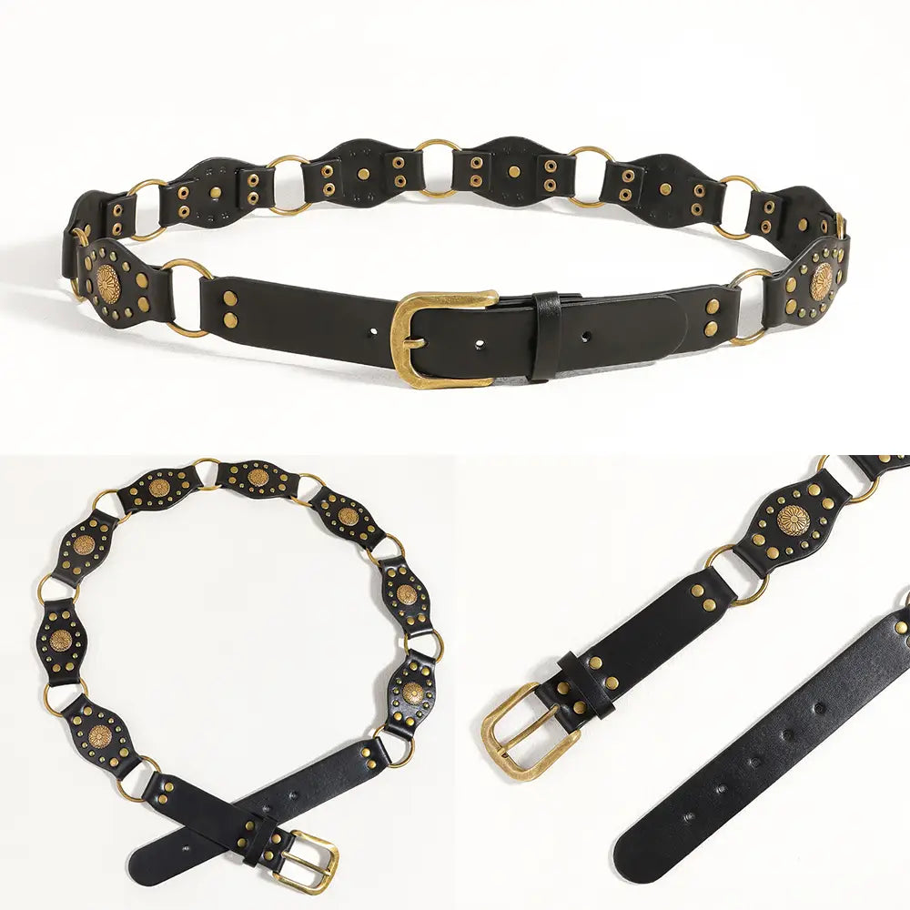 Vintage Belts For Both Men And Women With Handsome Riveted Metal Buckle Punk Hip Hop Fashion Accessories