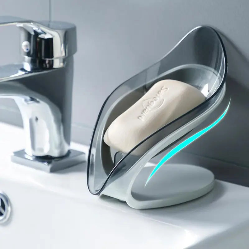 Bathroom Soap Holder Leaf Shape Soap Box Kitchen Dish Storage Box Non-slip Drain Soap Storage Case Container Bathroom