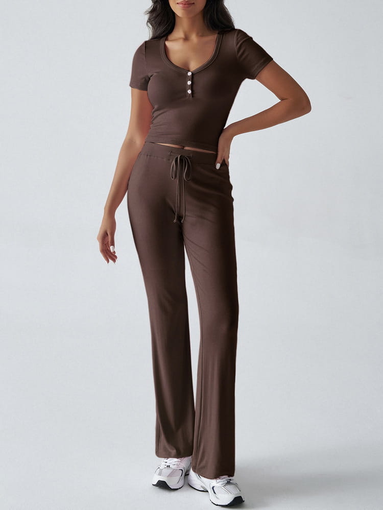 Women’s Solid Color Crew Neck Casual Fashion Suit