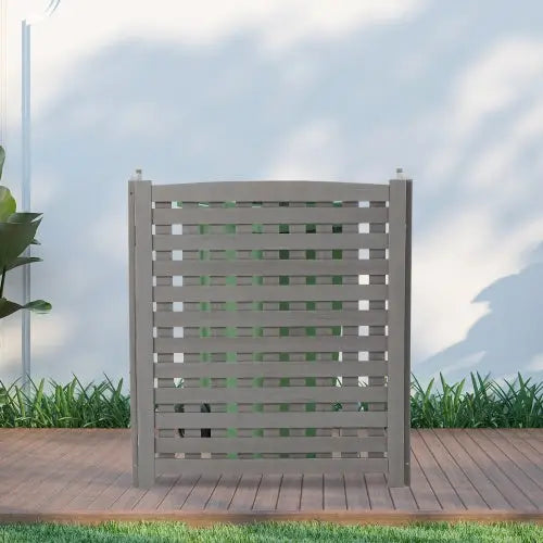 Cedar Privacy Fence 3 Panels Hidden Air Conditioning And Garbage Fence - Grey - 5