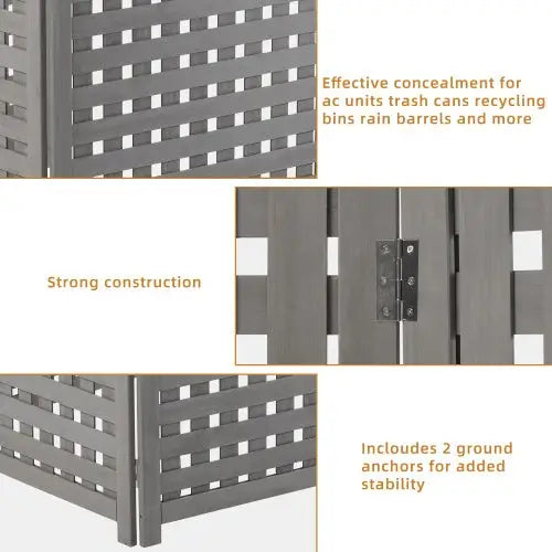 Cedar Privacy Fence 3 Panels Hidden Air Conditioning And Garbage Fence - Grey - 5
