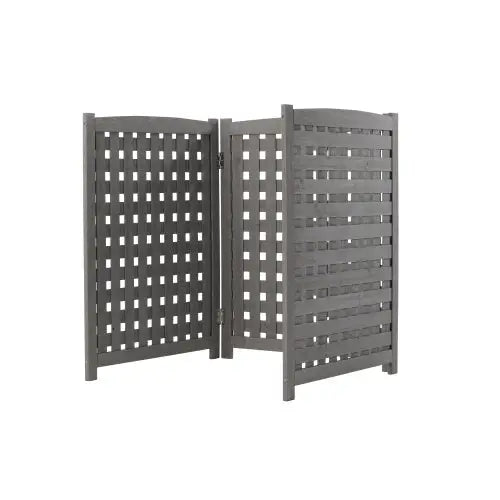 Cedar Privacy Fence 3 Panels Hidden Air Conditioning And Garbage Fence - Grey - 5