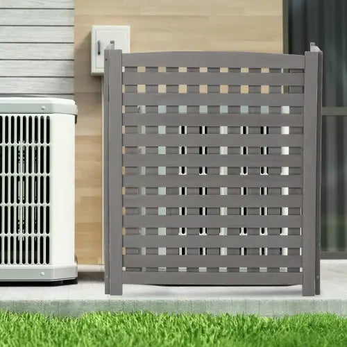 Cedar Privacy Fence 3 Panels Hidden Air Conditioning And Garbage Fence - Grey - 5
