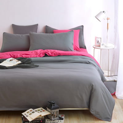 Gray and pink bedding set in a stylish quilt duvet cover bedding 4 sets collection.