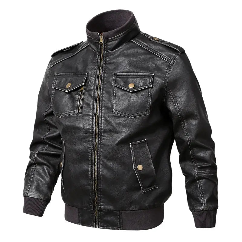 Large size men’s leather jacket