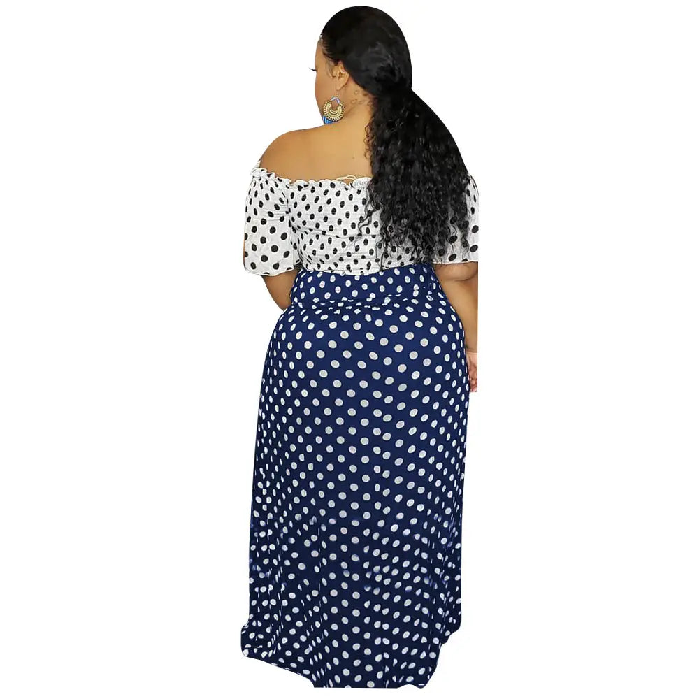 Lus size L-5XL women Summer Dot Print Slas