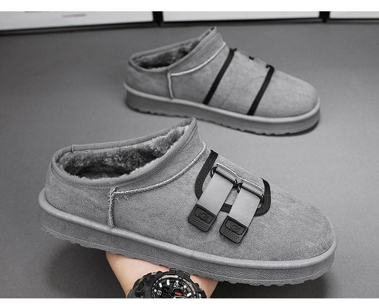 Winter Half Slippers Men’s Shoes Fleece-lined Thick
