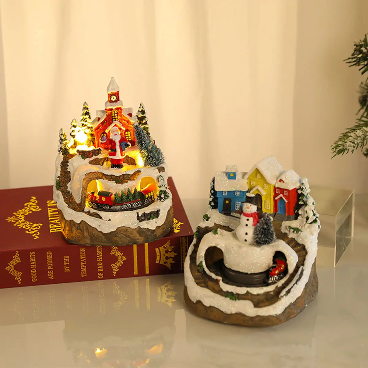 Christmas Rotating Resin Luminous Music Box Ornaments